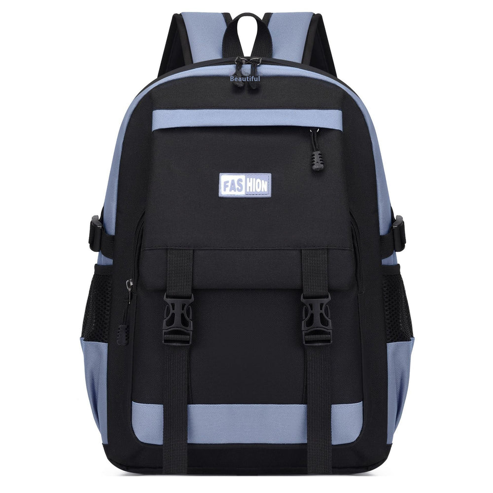 Black and gray backpack with visible brand logo on a white background