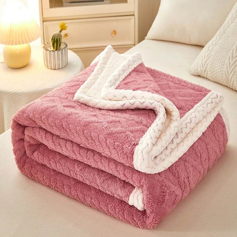 Blanket Double Thickened Warm Coral Fleece Sofa Winter Blanket - EX-STOCK Canada