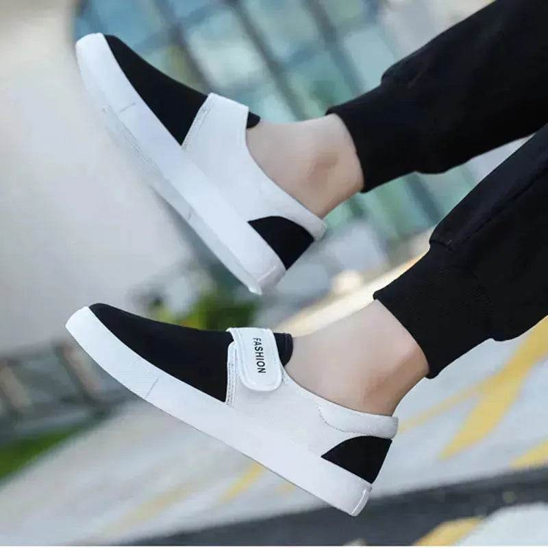 Canvas Flat Shoes Men Velcro Fashion Casual Unisex Sneakers - EX-STOCK Canada