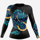 Women’s MMA Compression Rash Guard – Dragon Graphic Long Sleeve BJJ Grappling Training Top