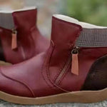 Winter Leather Stitching Flat Bottom Martin Boots With Zipper Plus Size - EX-STOCK Canada
