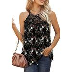 Elegant Women Casual Sleeveless Summer lace cotton Halter neck blouse top - EX-STOCK CANADA