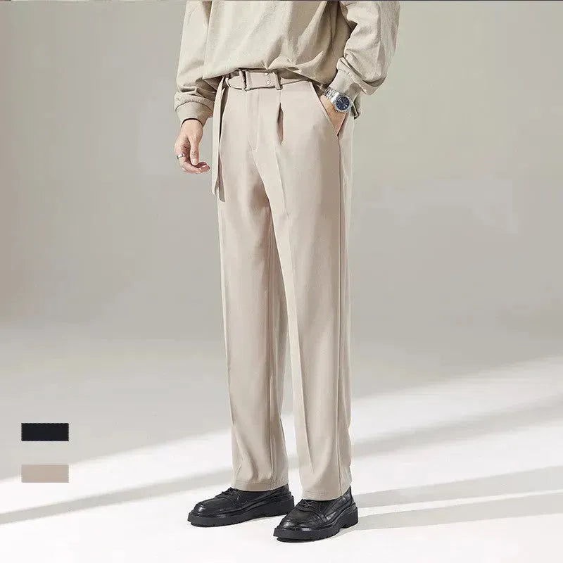 Detachable Belt Draping Wide-leg Suit Chinos Trouser For Men - EX-STOCK CANADA