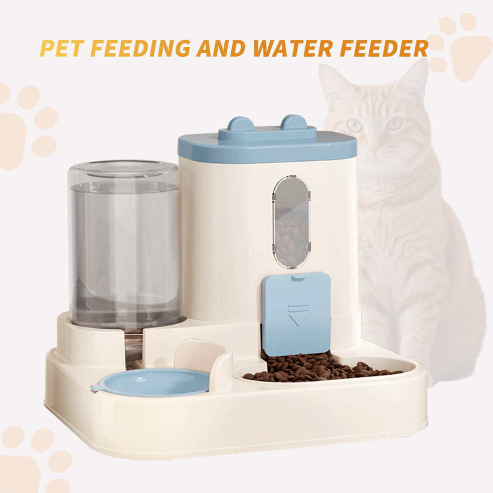 Distributeur de nourriture pour chat 2 en 1 entièrement automatique - Système intégré d'alimentation en eau et en nourriture - Accessoires pour chat, distributeur d'eau mignonEX-STOCK Canada 