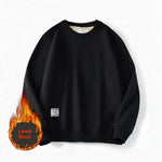 Fleece-lined Teens Oversized Winter cotton Pullover tops Round neck Sweatshirt - EX-STOCK Canada