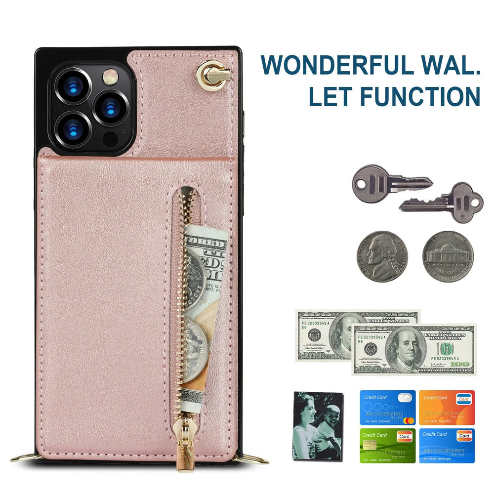 Samsung leather Crossbody Phone Case Card Holder Wallet leather case - EX-STOCK CANADA