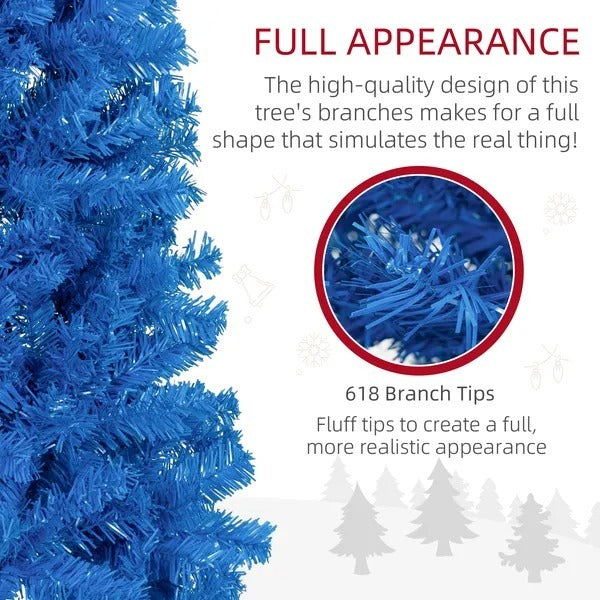 6FT Pencil Christmas Tree, Artificial Christmas Tree With Automatic Open For Home Party, Blue EX-STOCK Canada 