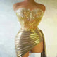 Strapless Tassle  Corset dress Women's Tube Top Rhinestone Chain Skirt Outfit for Evening party Cocktail event - EX-STOCK CANADA
