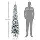 6 Ft Snow-Flocked Artificial Christmas Tree, Slim Pencil Xmas Tree With Realistic Branches, Metal Base, Green EX-STOCK Canada 