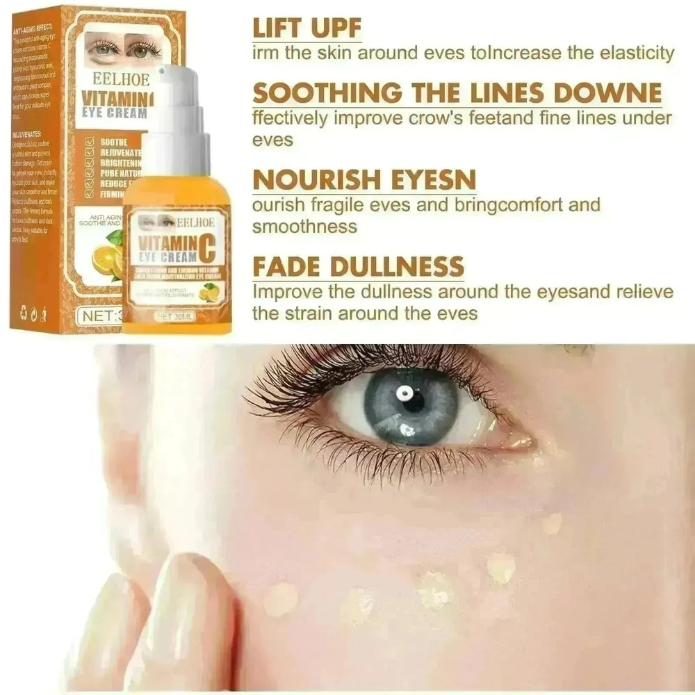 EELHOE Vitamin C Eye Cream Brightens Dark Circles Soothes Rejuvenates Anti-Aging Removes Eye Wrinkles - EX-STOCK CANADA