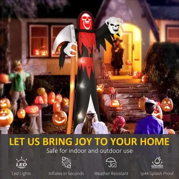 12 FT Halloween Inflatable Grim Reaper, Blow Up Garden Decor With Built-in Lights For Halloween Party Indoor, Outdoor EX-STOCK Canada 