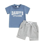 Summer Children's Thin Pure Cotton Short Sleeve Short Pants Suit Daddy's Little Boy Two piece for boys - EX-STOCK Canada