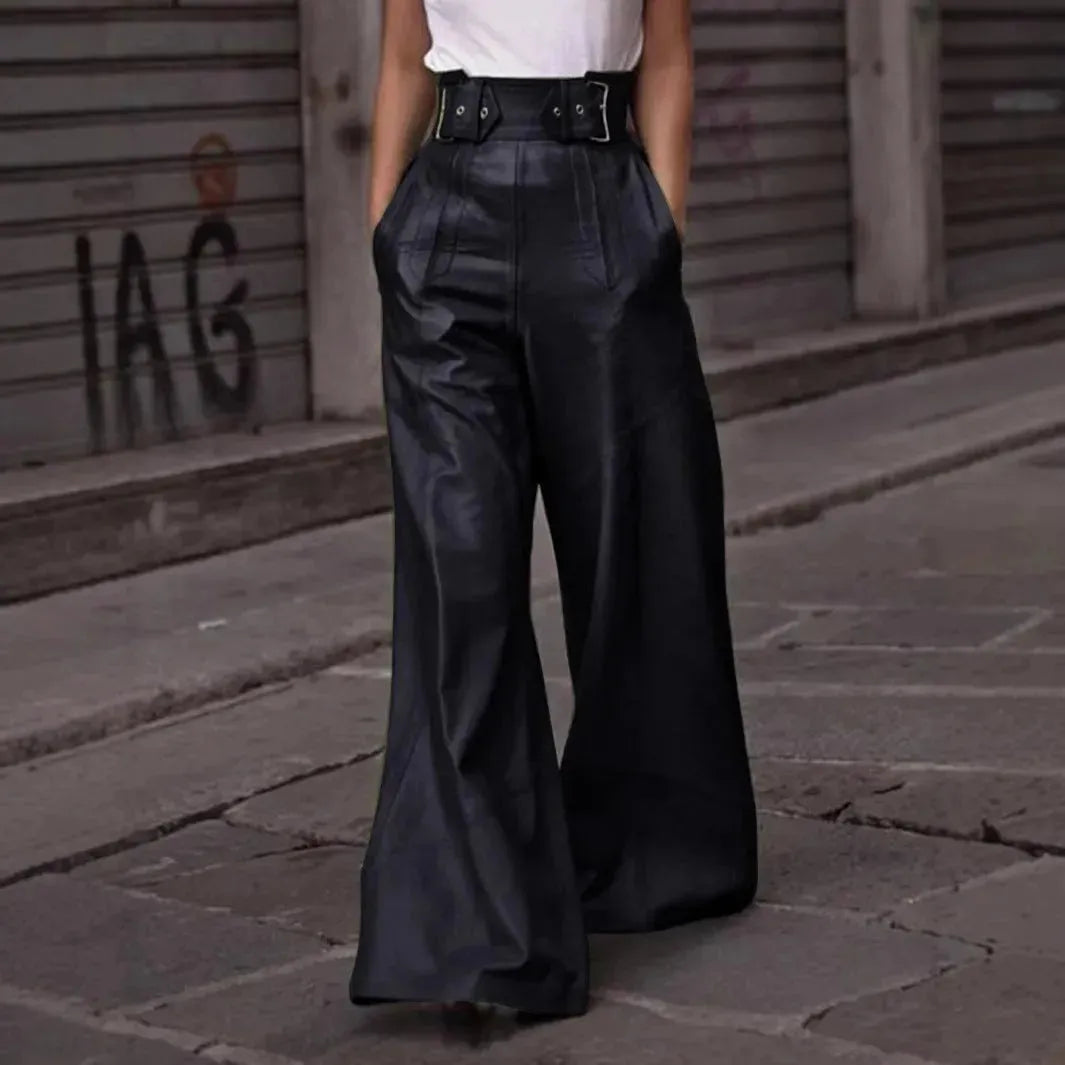 Fashion Leather High Waist Pocket Casual Trousers - EX-STOCK CANADA