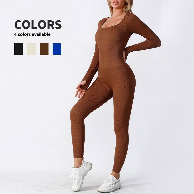 Seamless Long Sleeve Yoga Jumpsuit Bodycon Women Activewear Athleisure Romper - EX-STOCK Canada