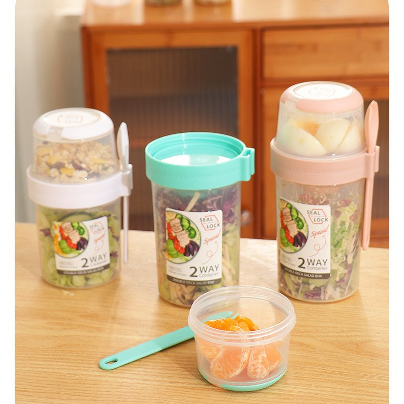 Portable Breakfast Oatmeal Cereal Nut Yogurt Salad Cup Container Set With Fork Sauce Cup Lid Bento Food Bowl Kitchen Lunch Box EX-STOCK