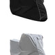 Black and gray vehicle covers with a brand logo on a white background