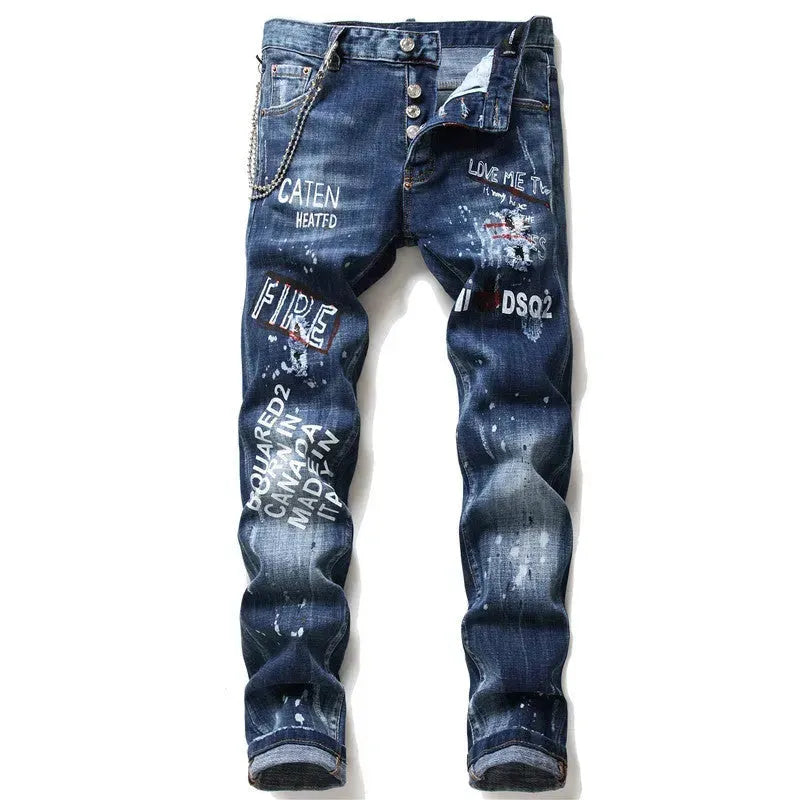 uomini jeans famosi d2 uomini pantaloni jeans sottili pantaloni da uomo pantaloni blu buca con cerniera