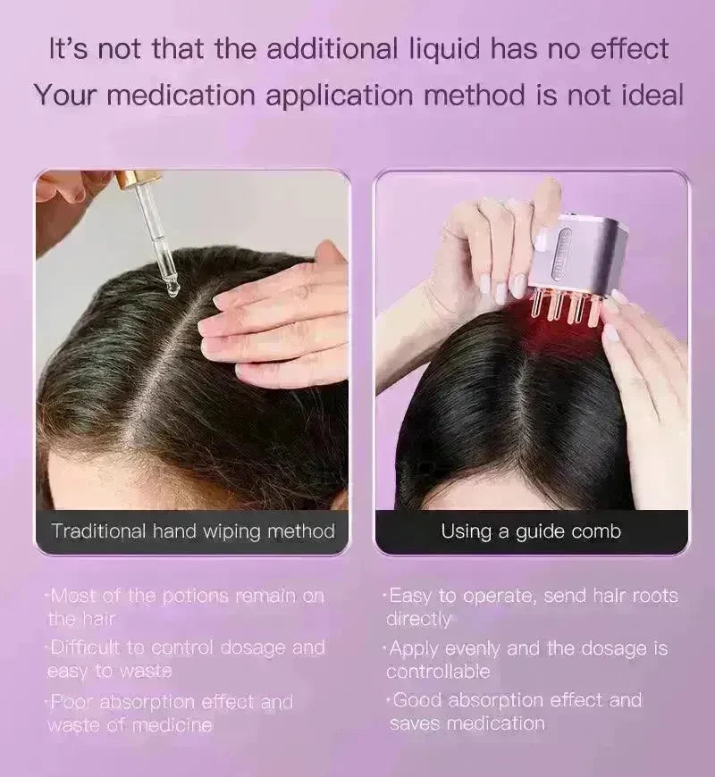 Electric Scalp Massager Cow Horn Massage Comb Red Light Oil Applicator Promote Hair Growth Portable Hair Guid Comb - EX-STOCK CANADA