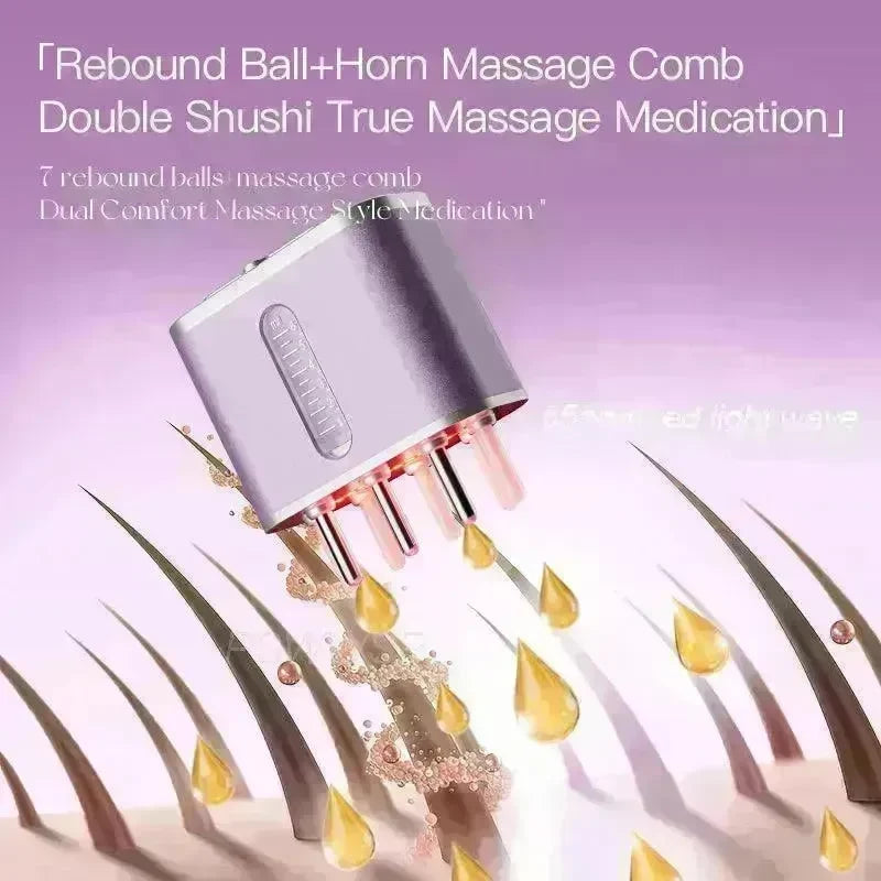 Electric Scalp Massager Cow Horn Massage Comb Red Light Oil Applicator Promote Hair Growth Portable Hair Guid Comb - EX-STOCK CANADA