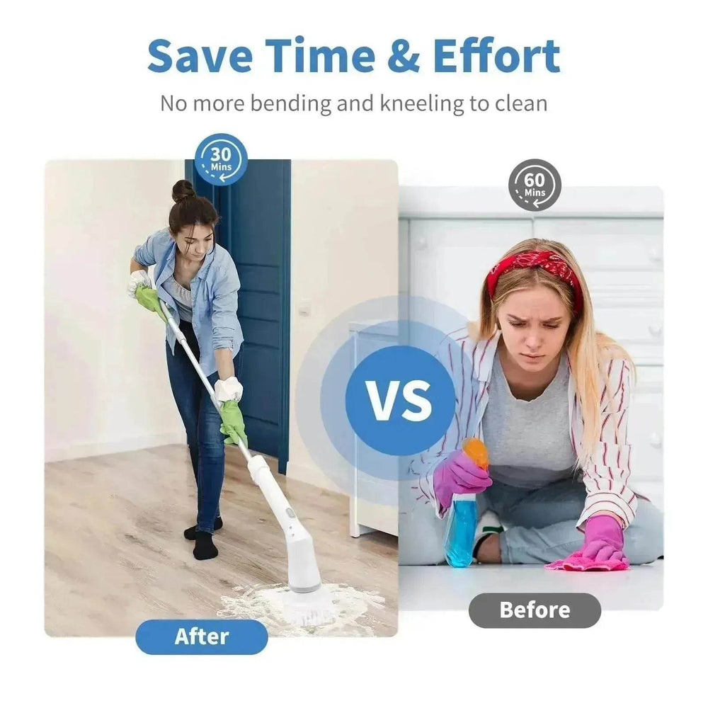 Electric Spin Scrubber, Bathroom Cleaning Brush, With 5 Replacement Heads, Brush With Long Handle For Kitchen, Bathtub, Floor, Toilet, - EX-STOCK Canada