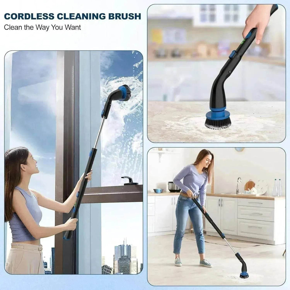 Electric Spin Scrubber, Cordless Cleaning Brush With 4 Replaceable Brush Heads And Adjustable Handle for Bathroom, Kitchen, Tub, Tile, Floor - EX-STOCK Canada