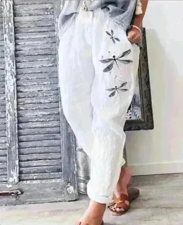 Elegant Cotton And Linen Floral Print Casual Jumpsuit - EX-STOCK CANADA
