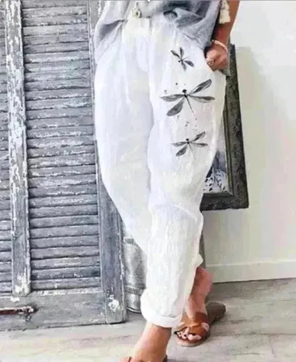 Elegant Cotton And Linen Floral Print Casual Jumpsuit - EX-STOCK CANADA