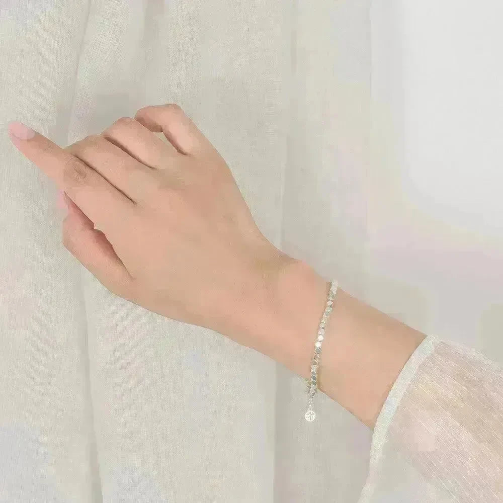Elegant Light Luxury Silver-plated Broken Silver Blessing Card Bracelet - EX-STOCK CANADA