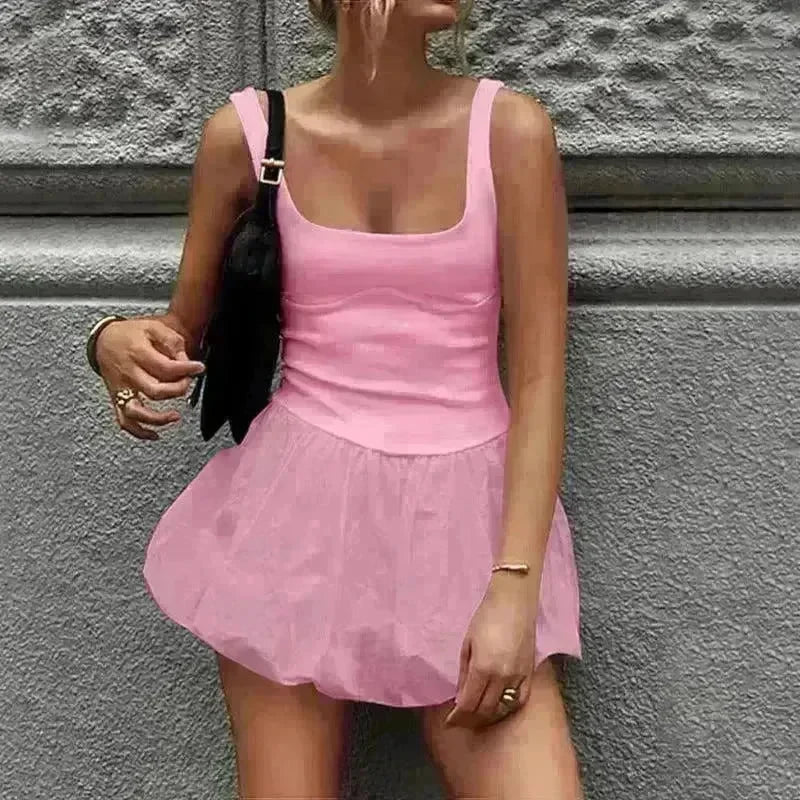 Elegant Sleeveless Fashion Stitching Vest Mini Dress - EX-STOCK CANADA
