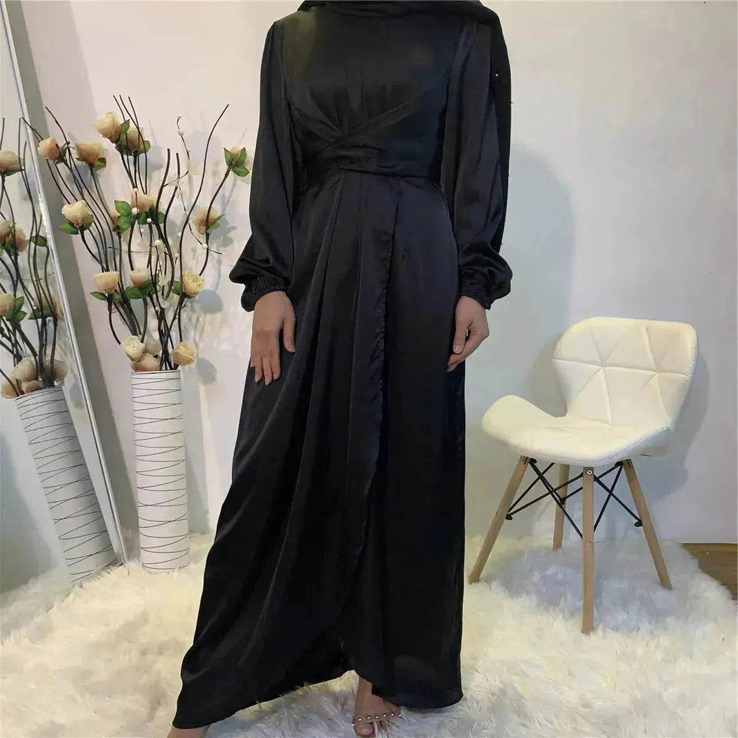 Elegant Solid Color Abaya Dress Robe for Arab Dubai Turkey Middle East Women. - EX-STOCK Canada