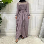 Elegant Solid Color Abaya Dress Robe for Arab Dubai Turkey Middle East Women. - EX-STOCK Canada