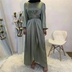 Elegant Solid Color Abaya Dress Robe for Arab Dubai Turkey Middle East Women. - EX-STOCK Canada