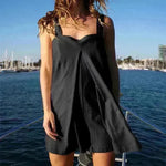 Elegant Solid Color Wide Leg Short Sleeveless Women Jumpsuit Fashionable Short Skirt Casual Jumpsuit for Women - EX-STOCK CANADA