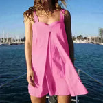 Elegant Solid Color Wide Leg Short Sleeveless Women Jumpsuit Fashionable Short Skirt Casual Jumpsuit for Women - EX-STOCK CANADA