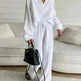 Elegant Women Casual Loose Outfit Female Long Sleeve Top Drawstring Trousers - EX-STOCK CANADA