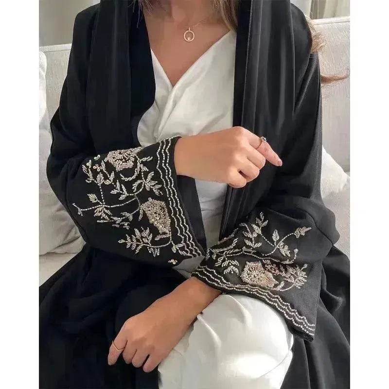 Embroidered Sleeve Loose Cardigan Abaya Dress Robe for Arab Dubai Turkey Middle East Women - EX-STOCK Canada