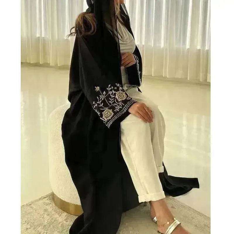 Embroidered Sleeve Loose Cardigan Abaya Dress Robe for Arab Dubai Turkey Middle East Women - EX-STOCK Canada