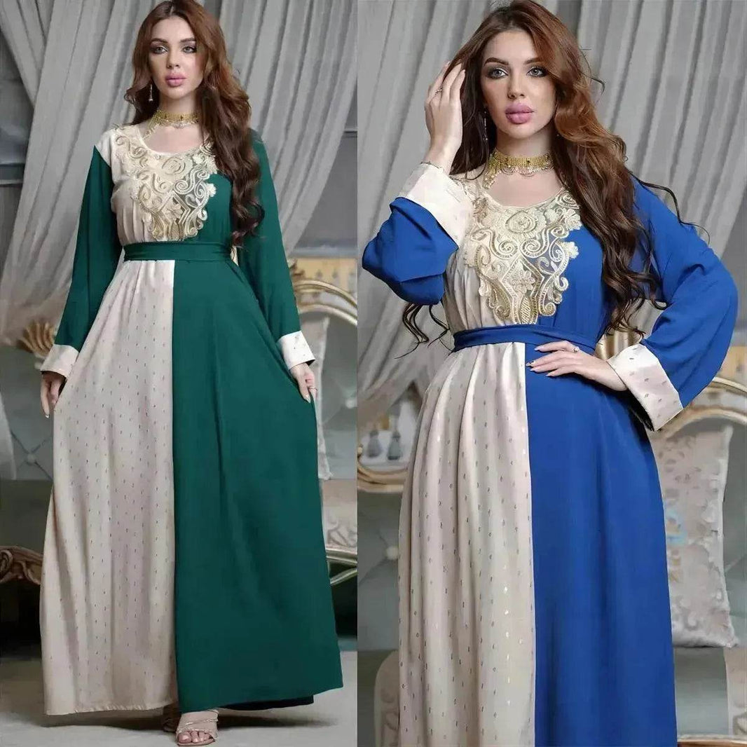 Embroidery Applique Tunic Dinner Party Robe Abaya Dress for Arab Dubai Turkey Middle East Women. - EX-STOCK Canada