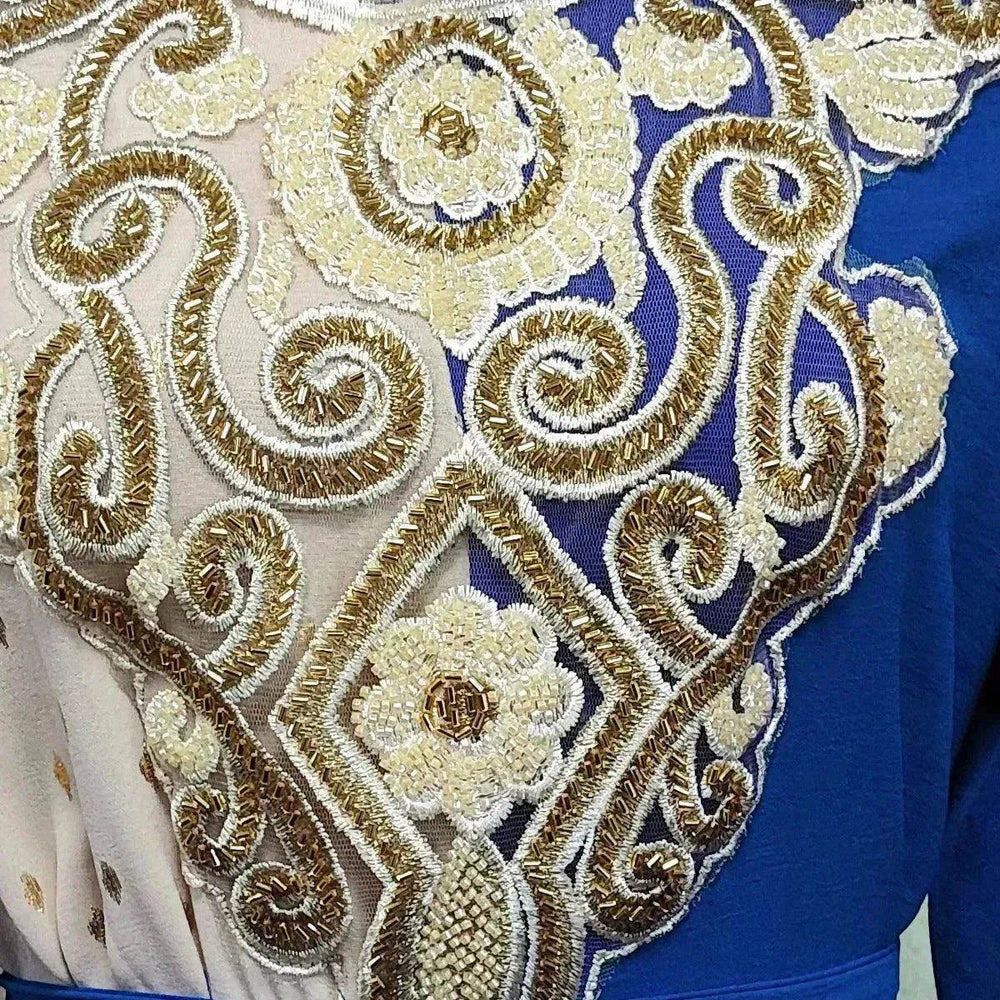 Embroidery Applique Tunic Dinner Party Robe Abaya Dress for Arab Dubai Turkey Middle East Women. - EX-STOCK Canada