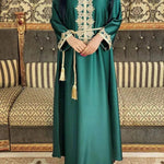 Embroidery Bronzing Lace Jalabiya Abaya Dress for Arab Dubai Turkey Middle Eastern Women - EX-STOCK Canada