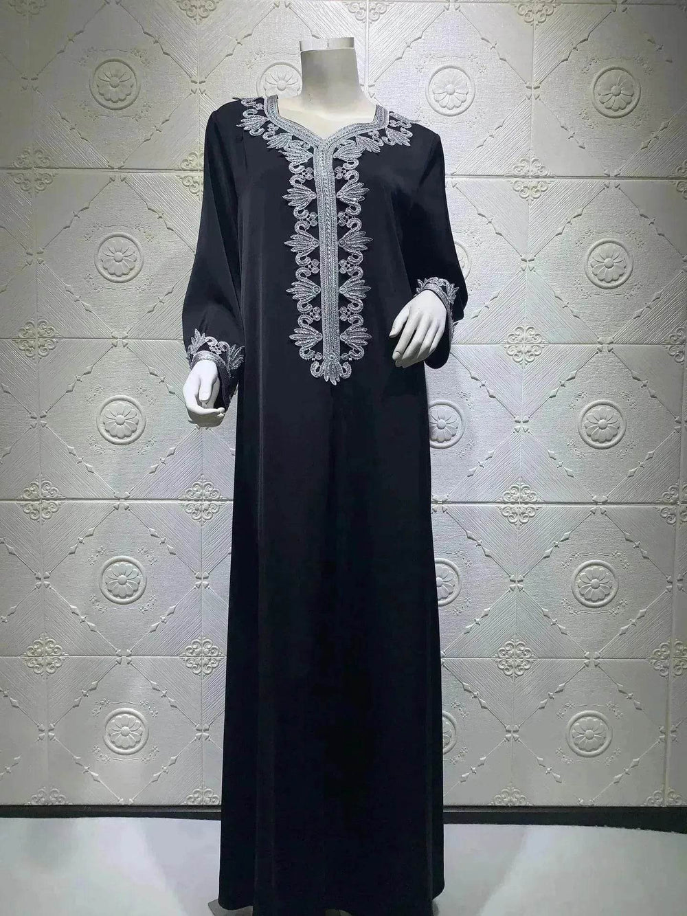 Embroidery Bronzing Lace Jalabiya Abaya Dress for Arab Dubai Turkey Middle Eastern Women - EX-STOCK Canada