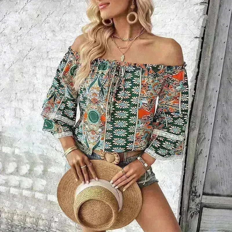 European American Fashion Floral Print Women's Blouse - EX-STOCK CANADA
