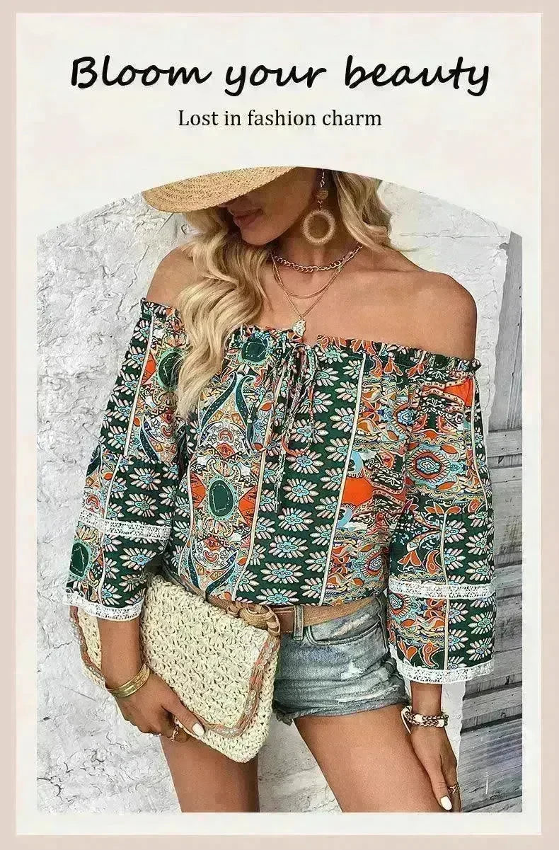 European American Fashion Floral Print Women's Blouse - EX-STOCK CANADA
