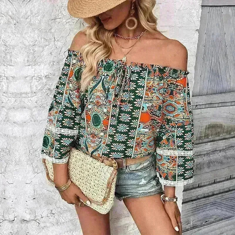 European American Fashion Floral Print Women's Blouse - EX-STOCK CANADA