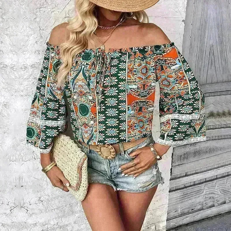 European American Fashion Floral Print Women's Blouse - EX-STOCK CANADA
