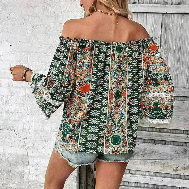 European American Fashion Floral Print Women's Blouse - EX-STOCK CANADA