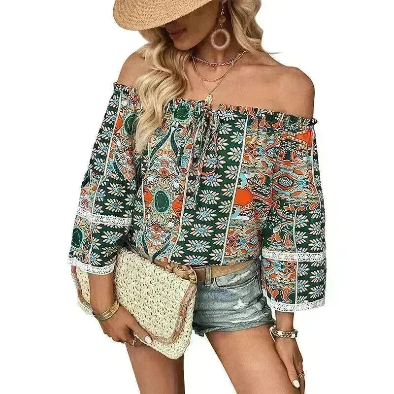 European American Fashion Floral Print Women's Blouse - EX-STOCK CANADA