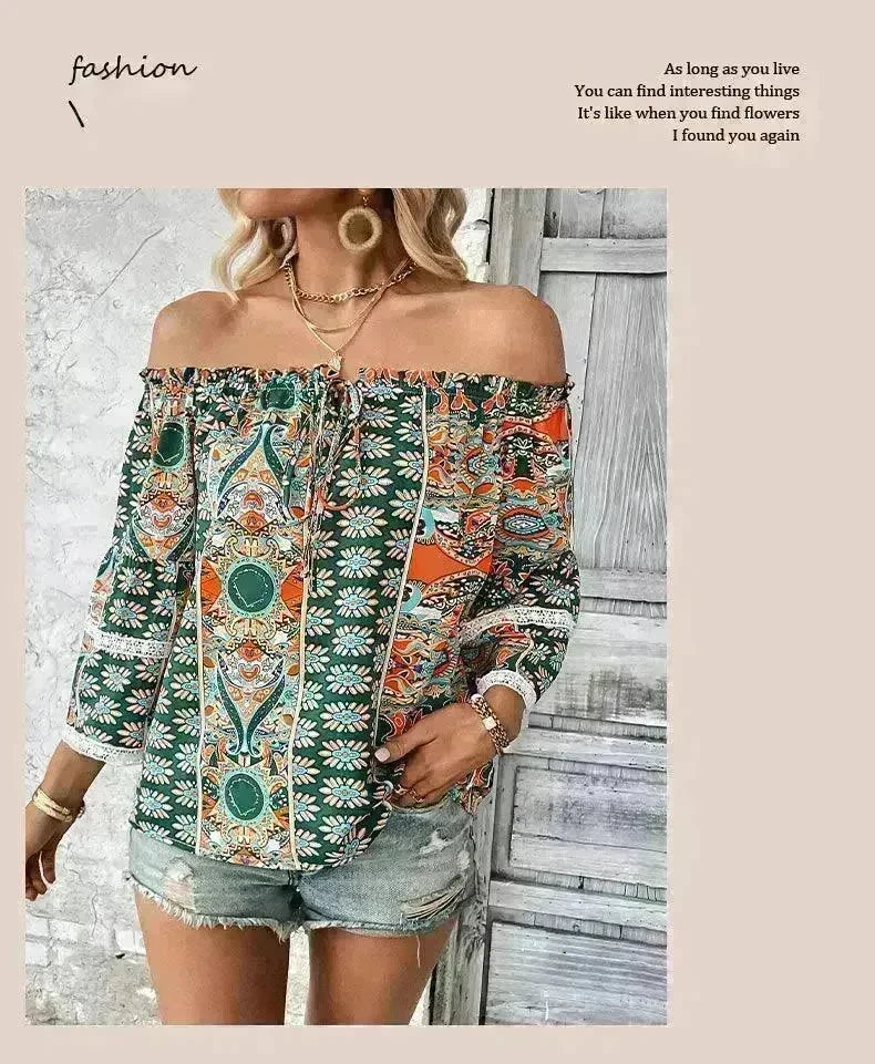 European American Fashion Floral Print Women's Blouse - EX-STOCK CANADA