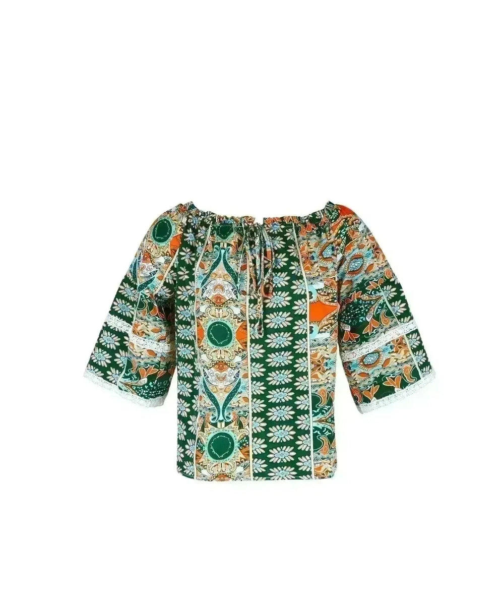 European American Fashion Floral Print Women's Blouse - EX-STOCK CANADA