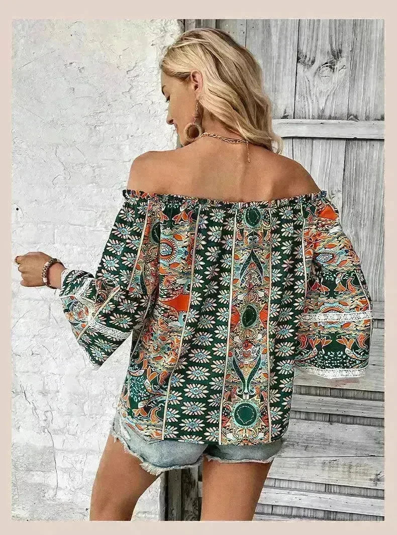 European American Fashion Floral Print Women's Blouse - EX-STOCK CANADA